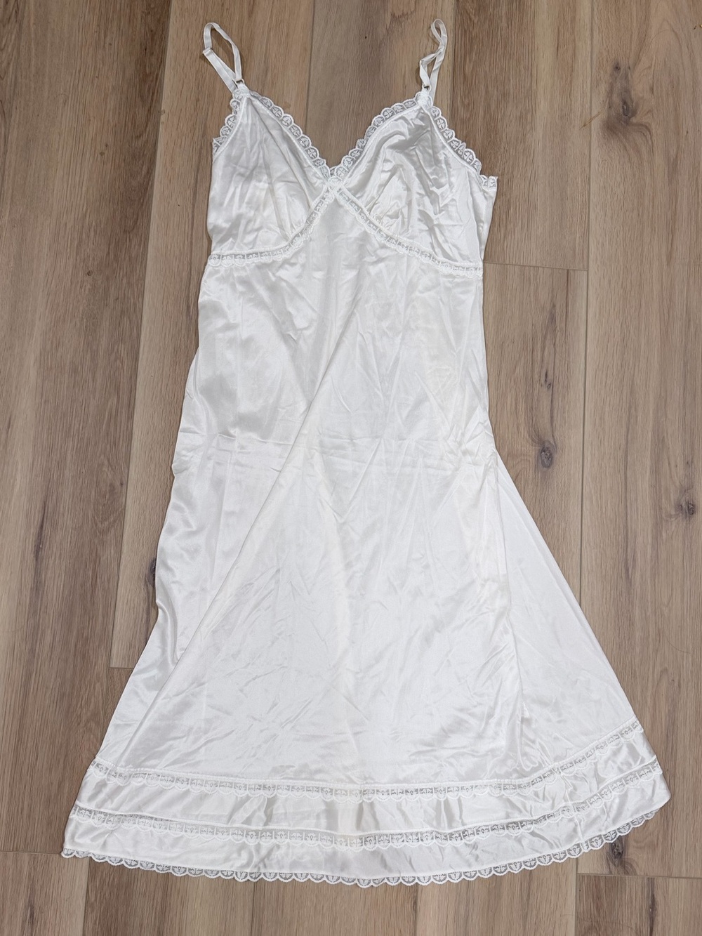 Vintage Sears White Lace-Trim Slip Dress